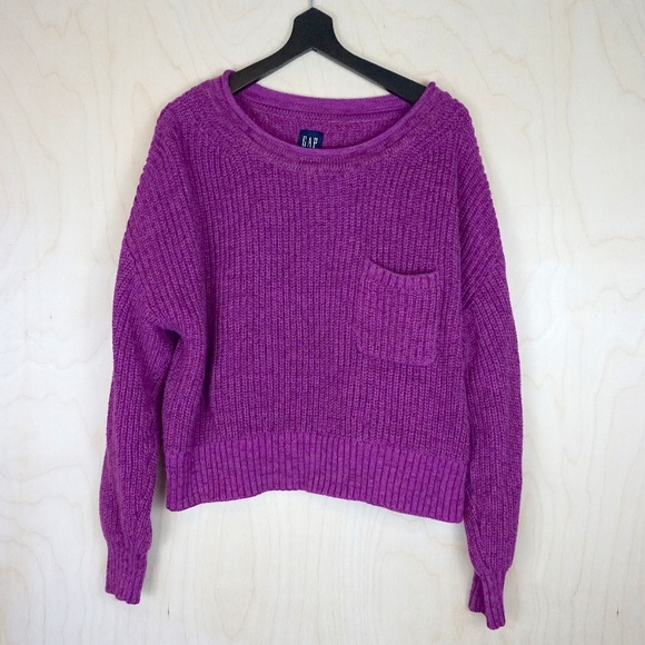 GAP "Shaker-Stitch Pocket Sweater" in "Hollyhock Purple" - Picture 1 of 7